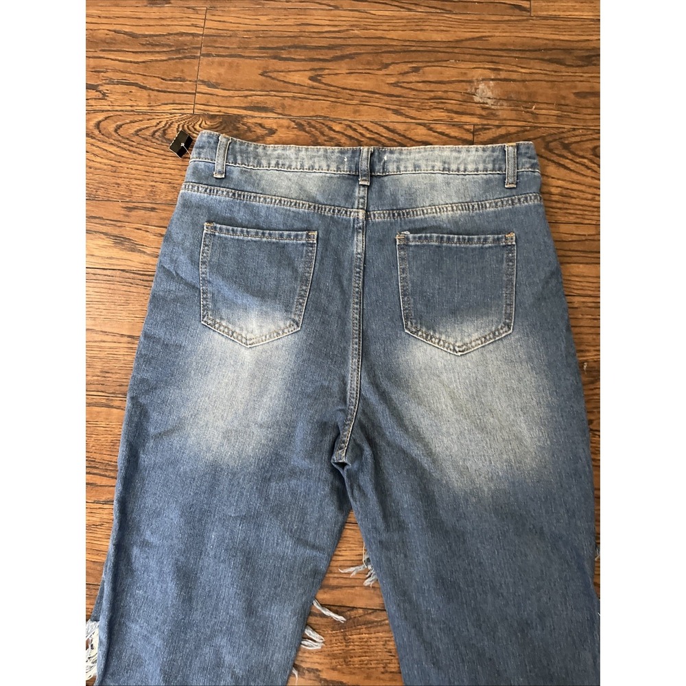 Madonna & Co Denim Jeans W/ Skirt Overlay XL Distressed Cinched Ankle $139 MSRP - Picture 9 of 12